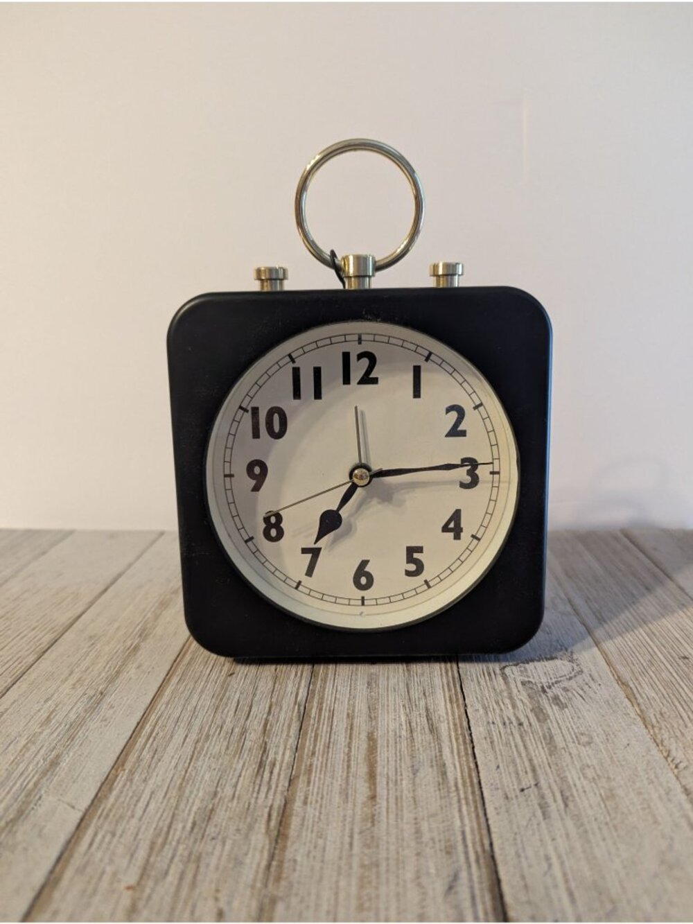 Threshold Matte Black Alarm Clock 5" x 7" Analog Gold Accent Tested